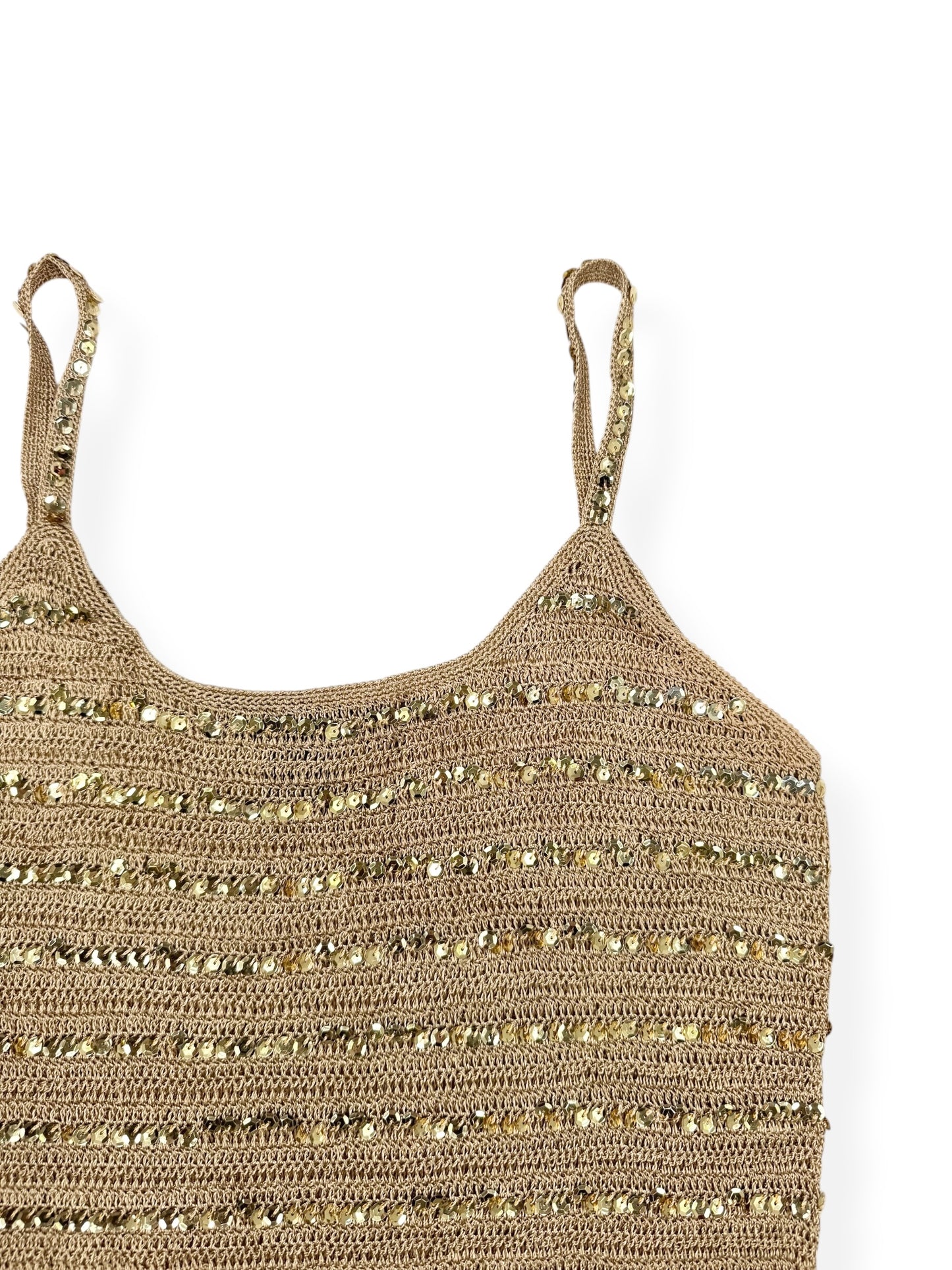 Express Gold Crochet Sequin Cami ♡ M