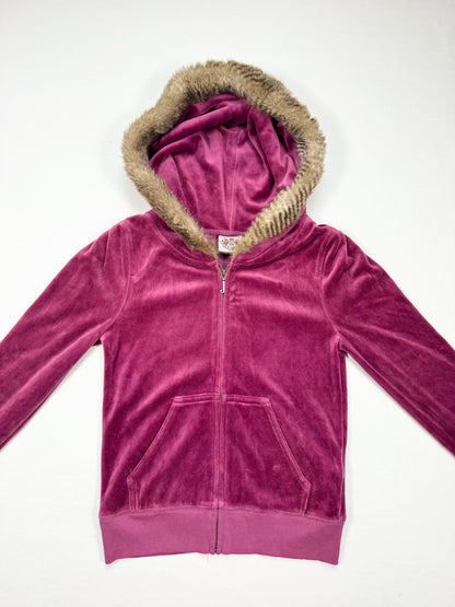 Purple Juicy Couture Fur Zip Up Hoodie ♡ XS