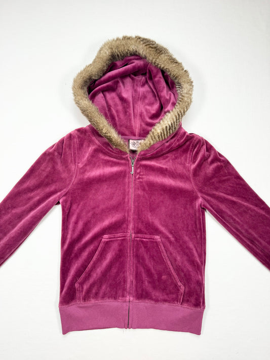 Purple Juicy Couture Fur Zip Up Hoodie ♡ XS