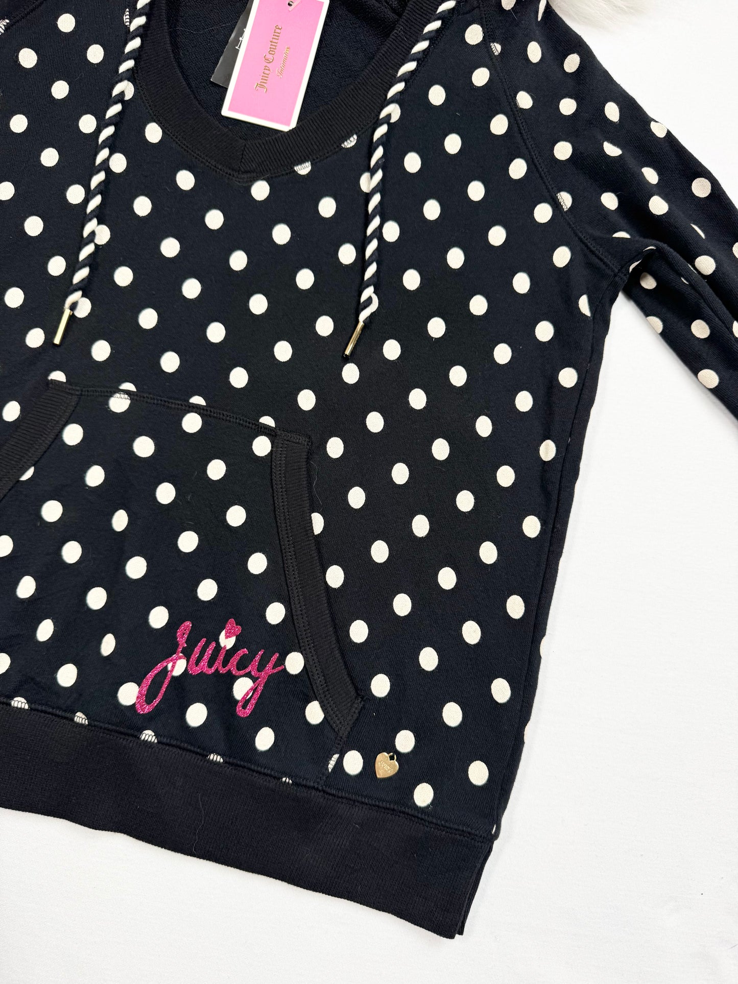Juicy Couture Polka Dot Fur Hoodie ♡ XS
