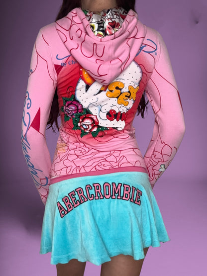 Pink Ed Hardy Zip Up Hoodie ♡ S