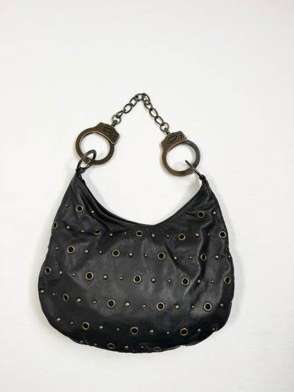 Cuffz Grommet Black Leather Bag ♡