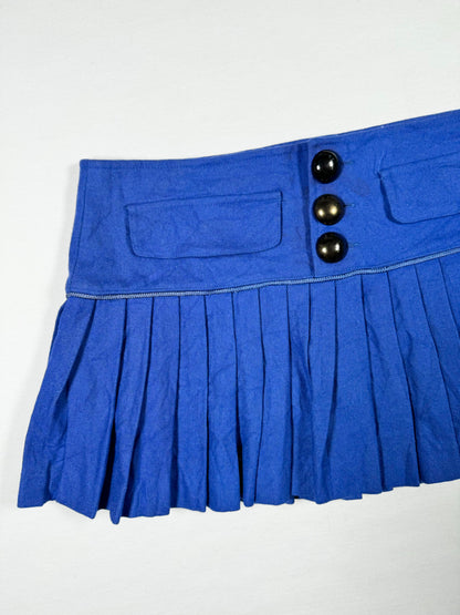 Blue Pleated Mini Skirt