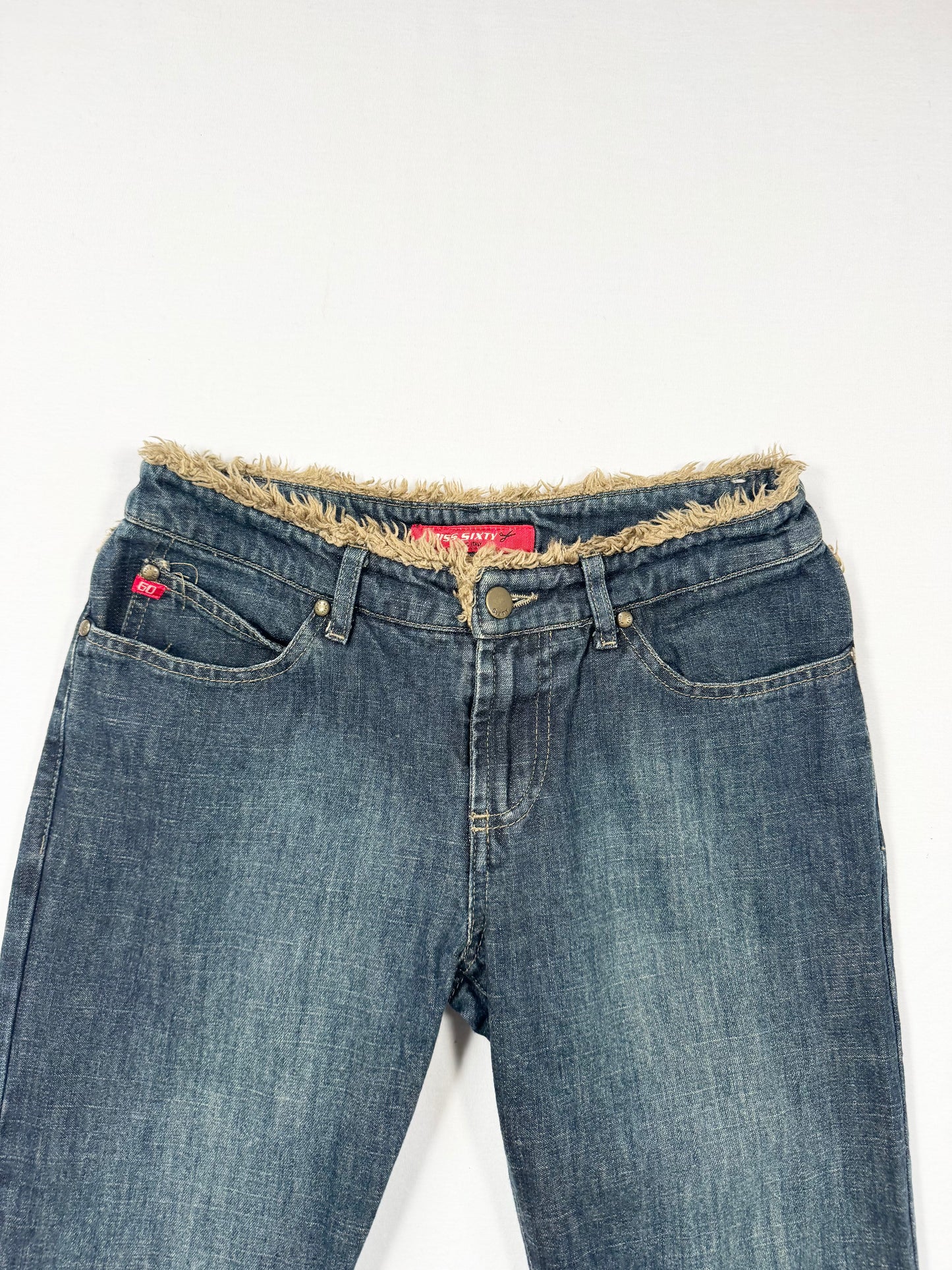 Miss Sixty Fur Trim Flared Jeans ♡ 27”