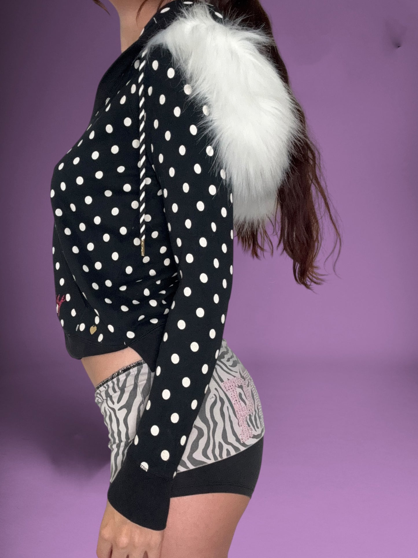 Juicy Couture Polka Dot Fur Hoodie ♡ XS