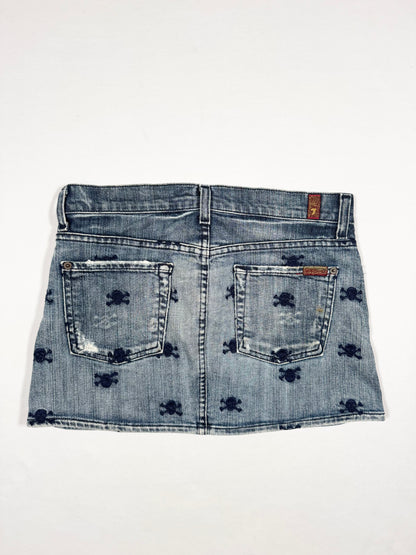 Skull Denim Mini Skirt ♡ Size S