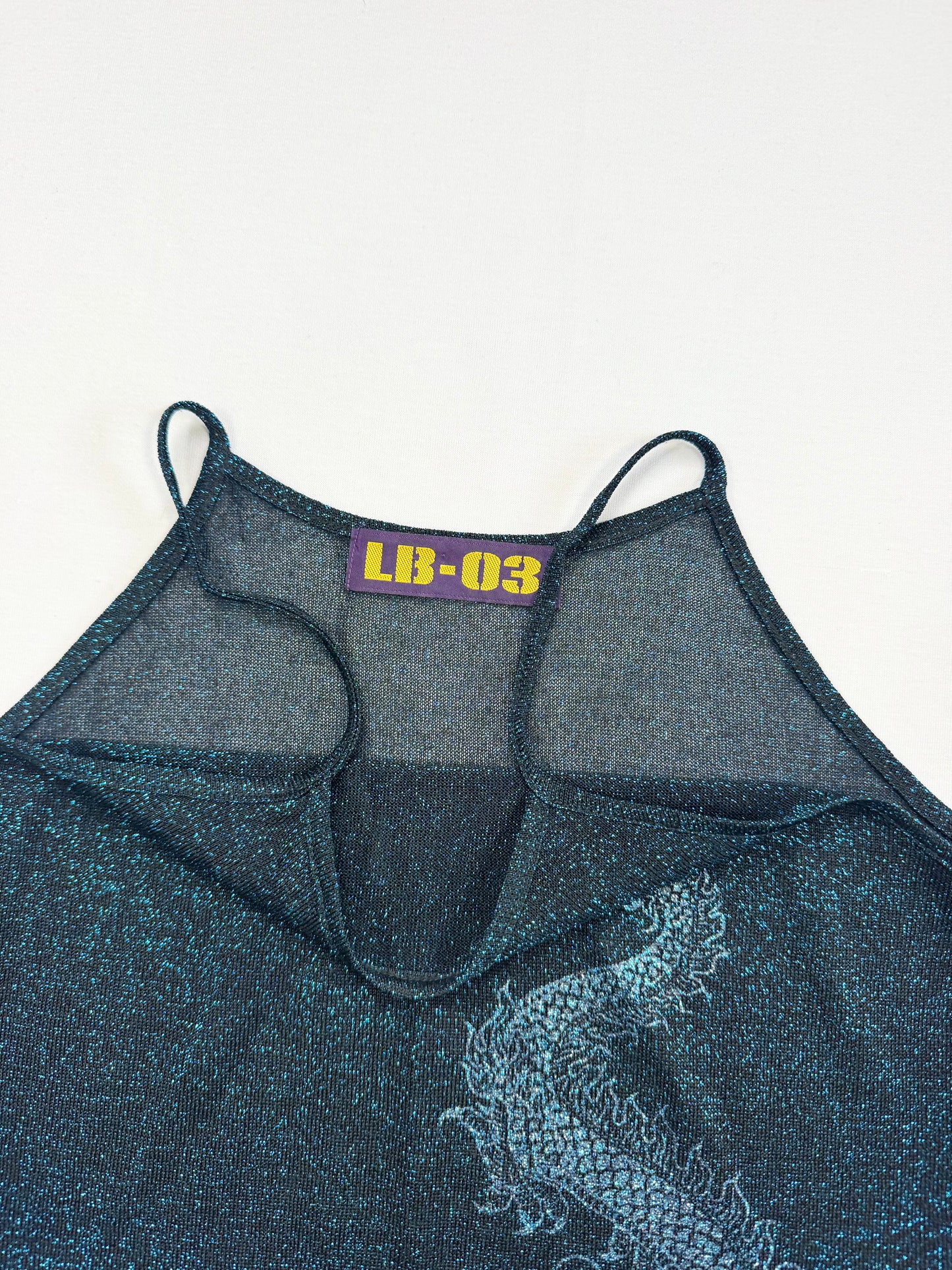 LB-03 Navy Glittery Dragon Micromesh Cami ♡ S