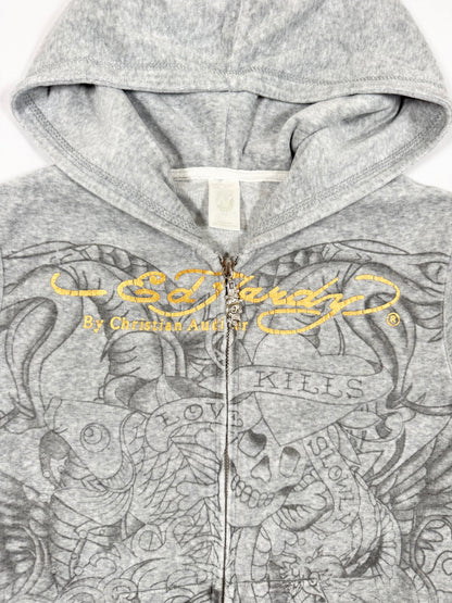 Ed Hardy Grey Velour Tracksuit