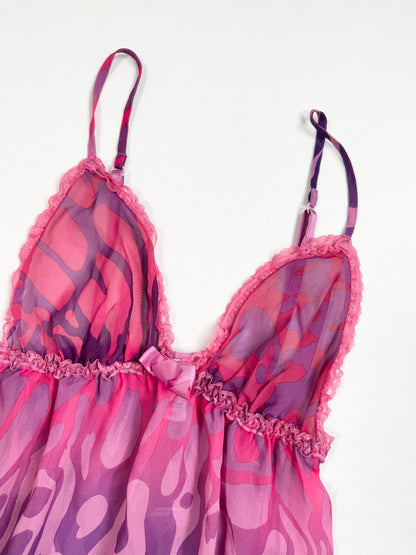 La Senza Purple & Pink Leopard Cami Skirt Set ♡ XS