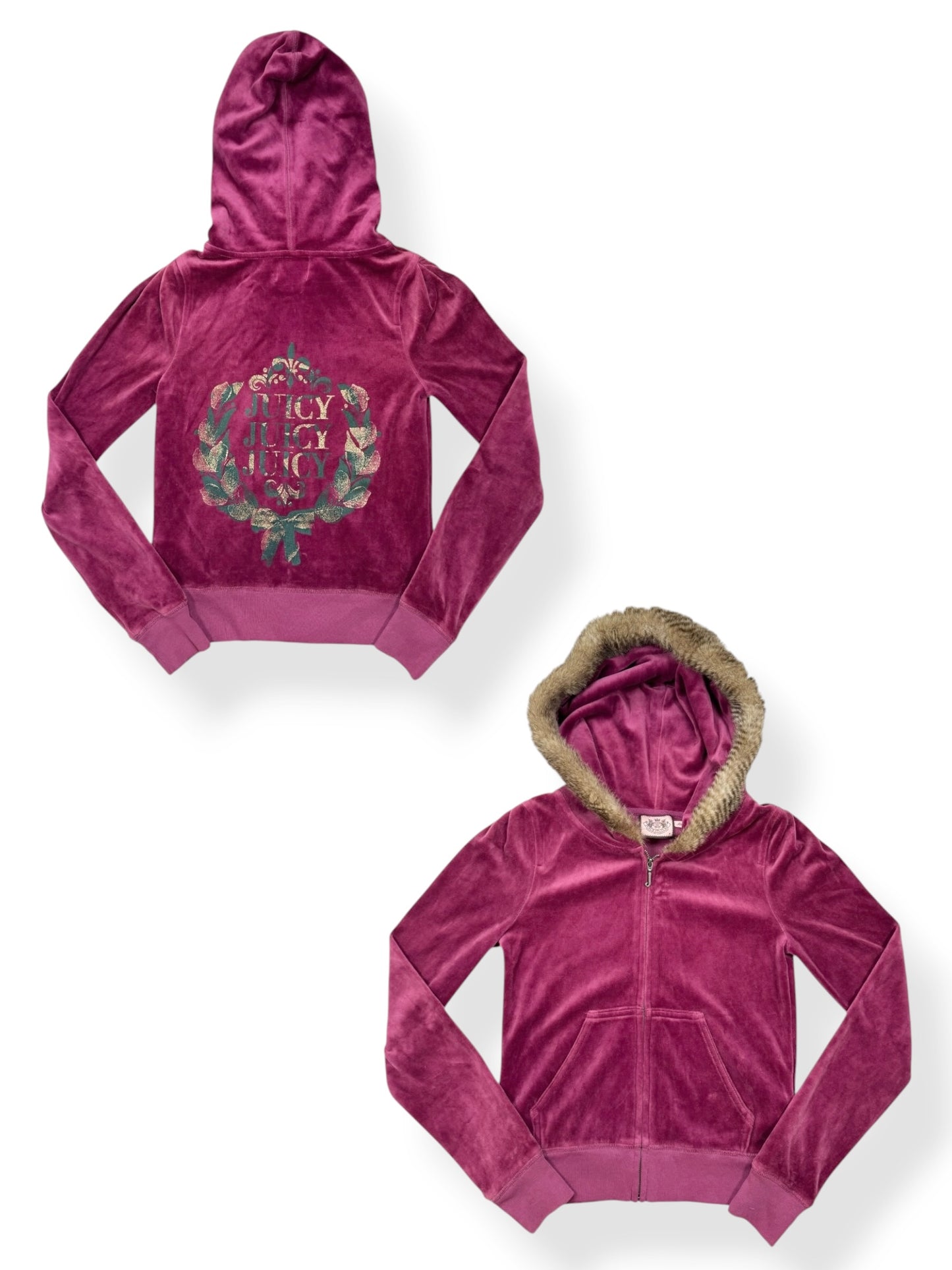 Purple Juicy Couture Fur Zip Up Hoodie ♡ XS