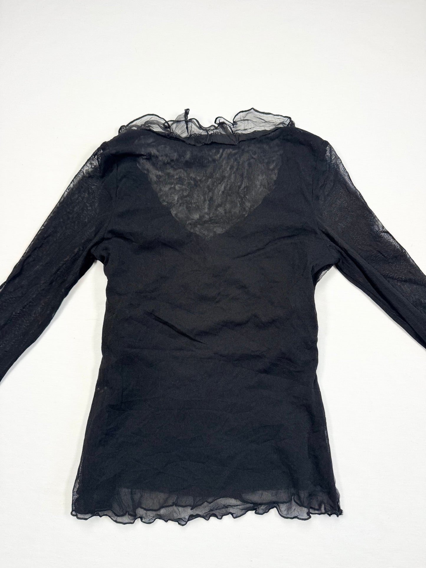 Black Mesh Beaded Long Sleeved Top ♡ S