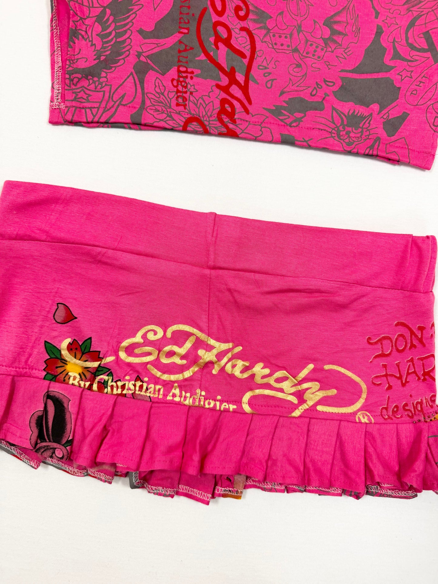 Ed Hardy Pink Skirt & Tube Top Set ♡ S/M
