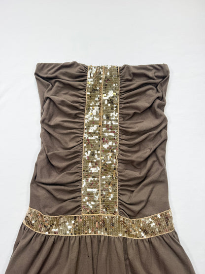 Brown Gold Sequin Mini Dress ♡ S/M