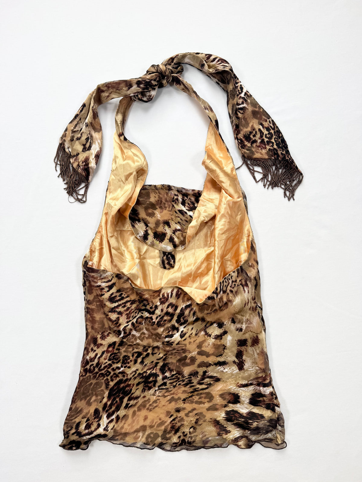 Cache Leopard Beaded Fringe Halter ♡ S