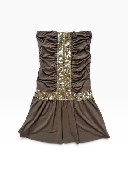 Brown Gold Sequin Mini Dress ♡ S/M