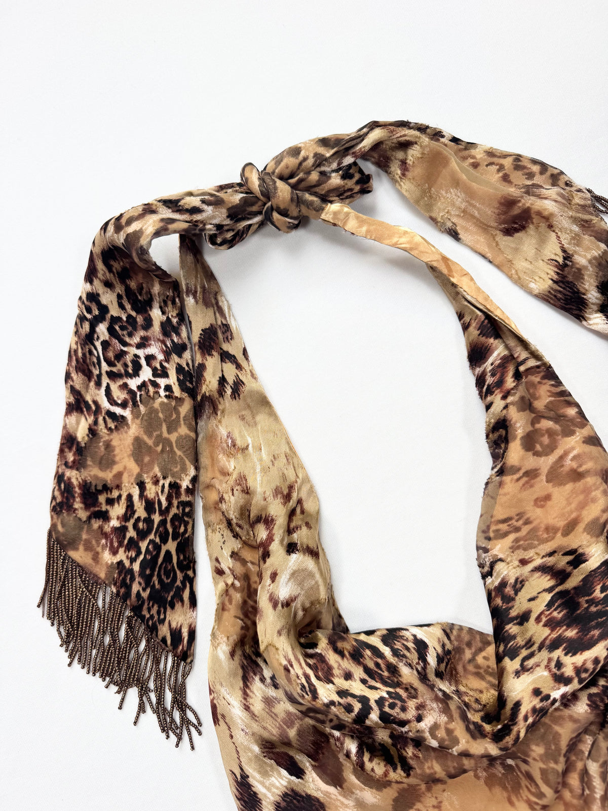 Cache Leopard Beaded Fringe Halter ♡ S