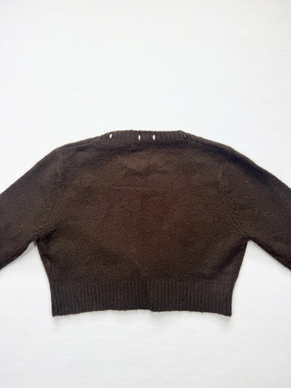 Brown Diamanté Cropped Cardigan ♡ S
