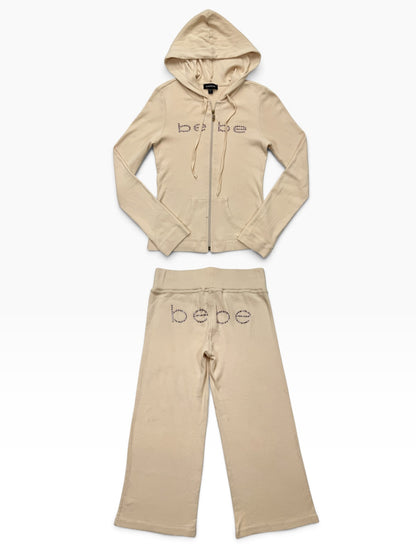 Bebe Beige Capri Tracksuit Set ♡ S