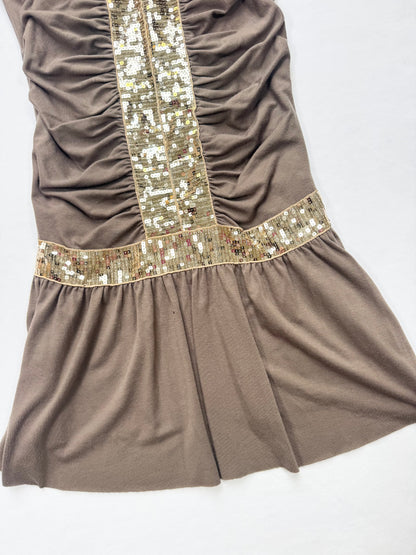 Brown Gold Sequin Mini Dress ♡ S/M